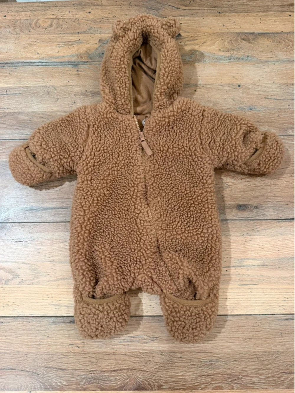 Wonder Nation Infant Bear Sherpa Fleece Pram Suit - Brown 0-3 months